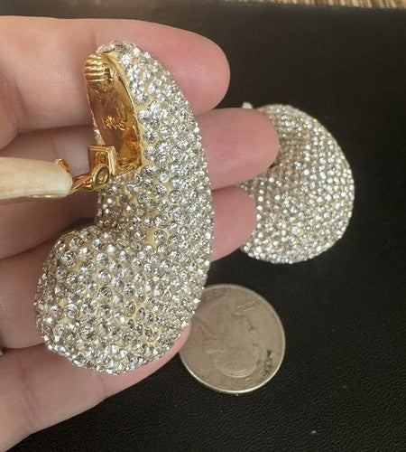 Lele Sadoughi Pave Dome Studded Clip On Earrings