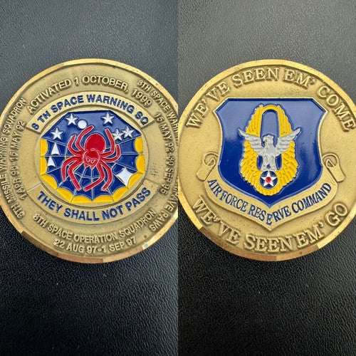 USAF 8TH SPACE WARNING SQUADRON CHALLENGE COIN SPIDER - THEY SHALL NOT PASS