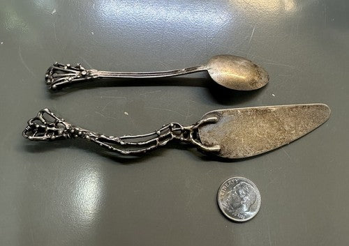 Artisan Made Sterling Silver Demitasse Spoon and Knife Set Pearls ~ Mary Elwyn