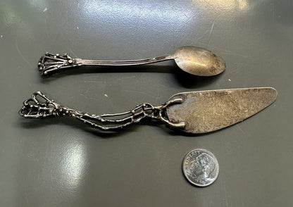 Artisan Made Sterling Silver Demitasse Spoon and Knife Set Pearls ~ Mary Elwyn