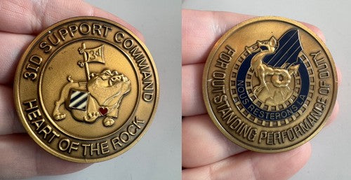3ID Support Command Heart of the Rock Challenge Coin Outstanding Performance