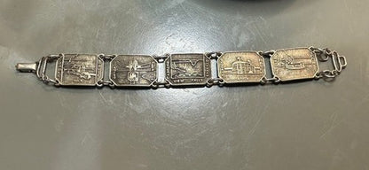 Vintage Post 1930 Canada Niagara Falls Bracelet Silver Tone Non-magnetic 6.75”