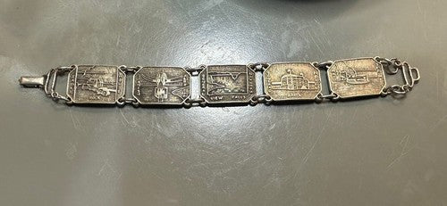 Vintage Post 1930 Canada Niagara Falls Bracelet Silver Tone Non-magnetic 6.75”