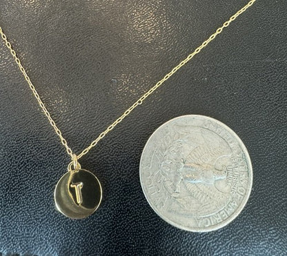 Kate Spade "T" Initial Pendant Gold Tone Pendant 16"-18" Necklace 78$ Retail