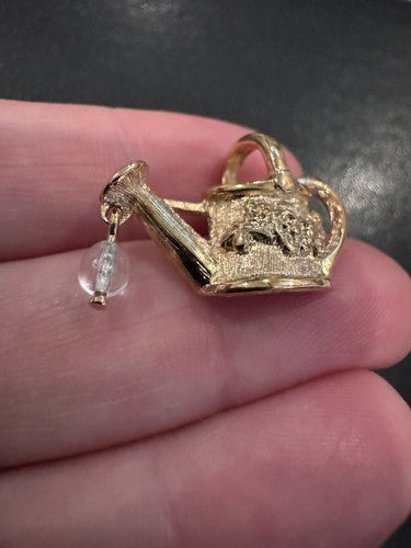 Vtg 1983 Avon Favorite Pastimes Watering Can Gold Tone Lapel Tac Pin 