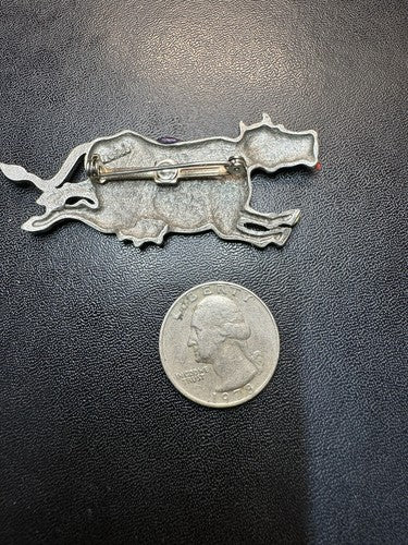 JJ '88 Jonette Dairy Cow Sparkles Pewter Pin Brooch Vtg RARE Sparkly 1988