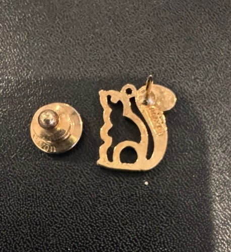 Vintage Lapel Hat Tie Pin Openwork Squirrel Signed Avon Gold & Silvertone