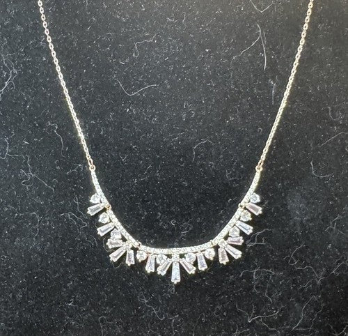 Anne Klein Rose Gold Tone Crystal Floral necklace 16-20”