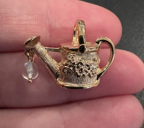 Vtg 1983 Avon Favorite Pastimes Watering Can Gold Tone Lapel Tac Pin 