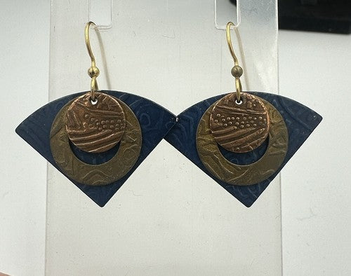 Silver Forest Jewelry Blue Gold Copper Tone Layers Dangle Earrings