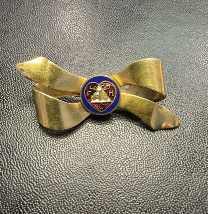 Women Of The Moose Gold Enamel Bow Shaped Brooch Pin Moose International