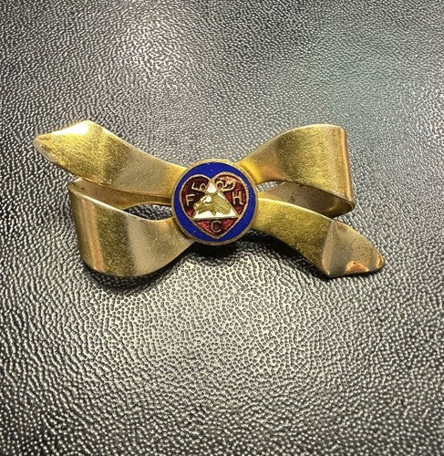 Women Of The Moose Gold Enamel Bow Shaped Brooch Pin Moose International
