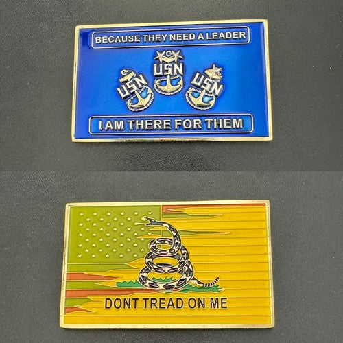 US Navy Chief Petty Officer CPO Don't Tread on Me American Flag Challenge Coin
