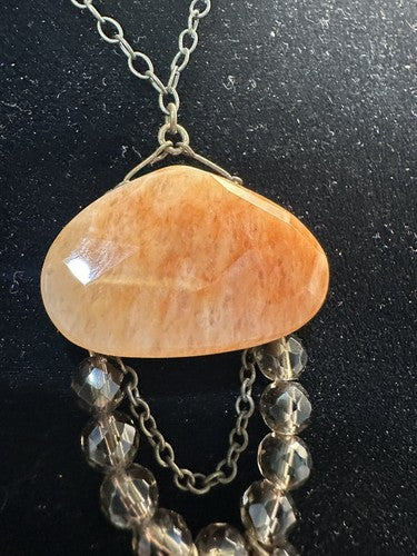 David Aubrey Signed Necklace Crystal Stone Layered Chain EUC