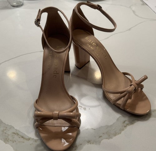 Women’s Kate Spade New York Flamenco Nude Patent Bow Heels Pumps Size 10B $198