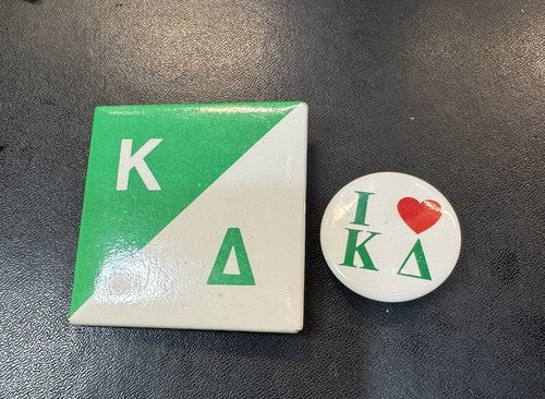 Vintage Kappa Delta ΚΔ Sorority Pins Green White I Heart Love