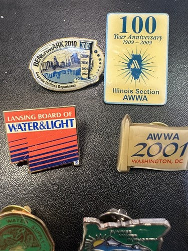 Vintage AWWA Conference Lapel Pin Lot Utilities American Water Works Association