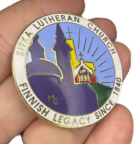 Sitka Lutheran Church Finnish Legacy Since 1840 Pin Vintage & Gold Tone