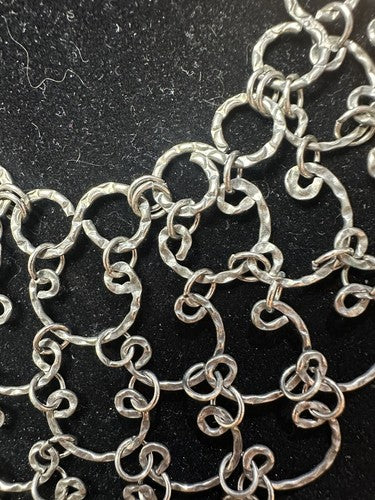 Gunmetal Chainmail Mesh Bib Necklace 17” 4.5” Drop