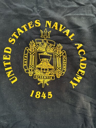 Vintage US Naval Academy Cotton Poly Fleece Blanket 53 x 83 Navy USNA