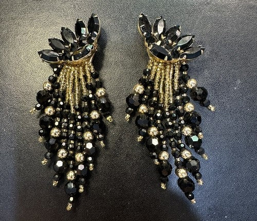 Vintage Glam 1980s Nightingale Sherry De Peé  Runway Statement Earrings Gold