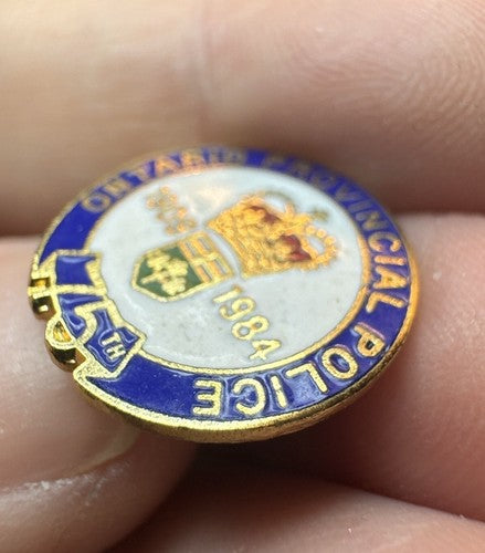 1984 Ontario Provincial Police 75th Anniversary Enamel Lapel Hat Pin RARE