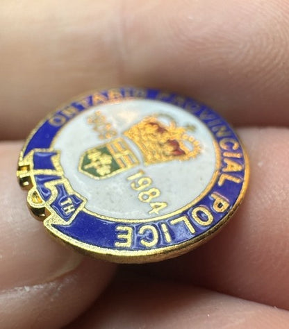 1984 Ontario Provincial Police 75th Anniversary Enamel Lapel Hat Pin RARE