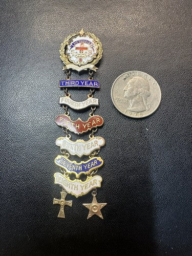 United Methodist Sunday School Attendance Pin Cross and Crown 1-8th Years 10k