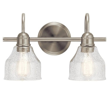 Kichler Avery 45972NI Brushed Nickel 2-Light Bathroom Vanity Light Seeded Glass
