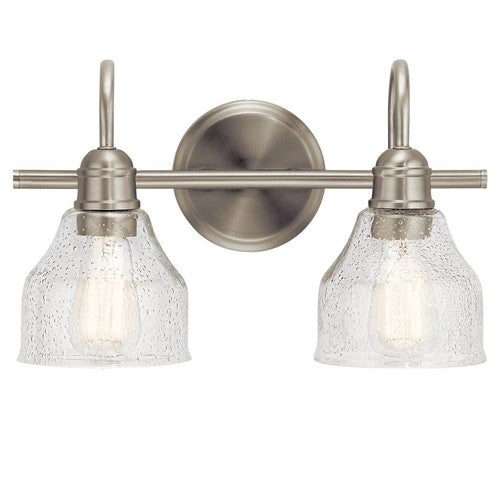 Kichler Avery 45972NI Brushed Nickel 2-Light Bathroom Vanity Light Seeded Glass