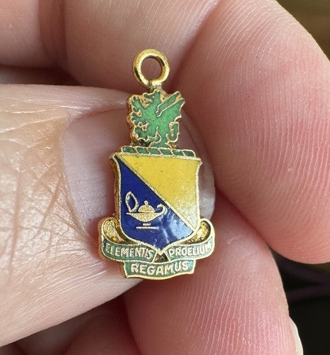 Vintage US Army Chemical Center and School Charm Pendant Gold Tone RARE