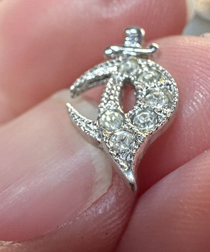 VTG Sterling Silver Shriners Masonic Freemason Fez Hat/Lapel Sword Pin Signed