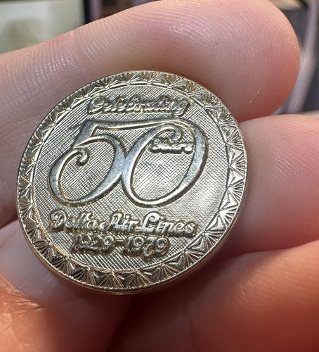 Delta Air Lines 1929-1979 Celebrating 50 Years Gold Tone Commemorative Pin