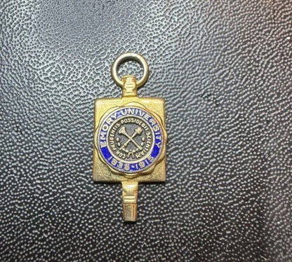 Vintage Emory University Key Fob Charm Pendant Gold Tone