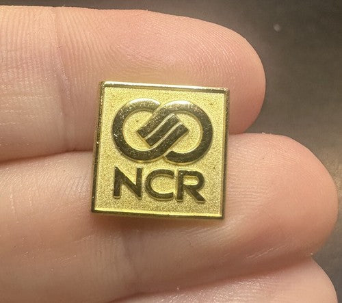 Vintage NCR National Cash Register Gold Tone Tie Tack Pin 1/2"