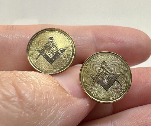 Antique Engraved Gold Filled Mason Masonic Cufflinks Cuff Links - 5.59g