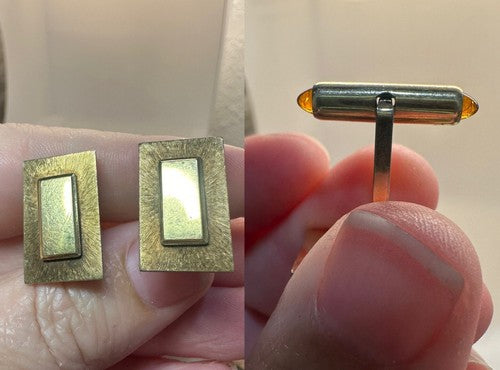 Vintage Krementz Gold Plated Cufflinks with Amber