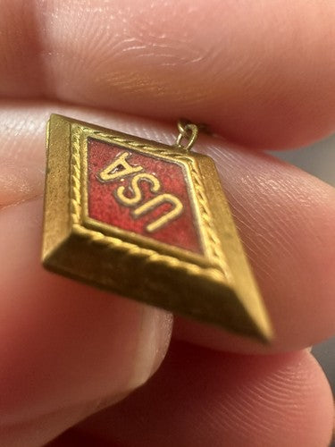 WWII ARMY CORPS OF ENGINEERS 2 PIECE Gold Tone Enamel USA SWEETHEART PIN