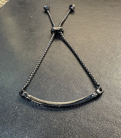 VGU Kendra Scott Ott Adjustable Chain Bracelet Gunmetal tone black crystals