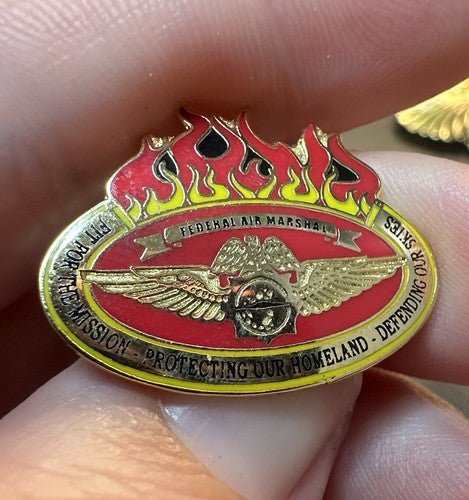 United States Federal Air Marshall Fire Themed Lapel Pin Defending Our Skies
