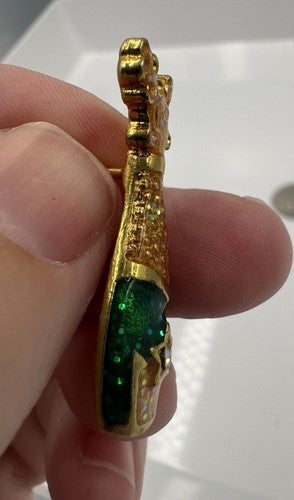 VINTAGE GLITTER AURORA BOREALIS CHAMPAGNE BOTTLE PIN NEW YEAR’S EVE