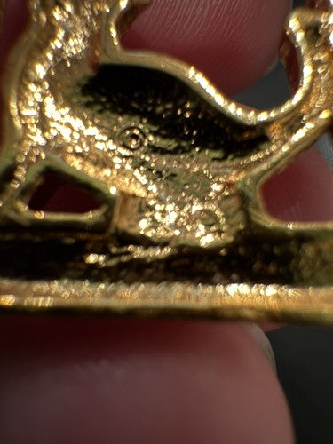 Vintage Brooch Pin Avon Gold Tone Cat Touch of Whimsy Mouse Archway