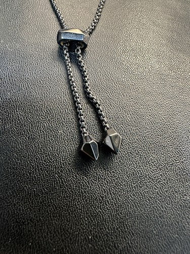 VGU Kendra Scott Ott Adjustable Chain Bracelet Gunmetal tone black crystals