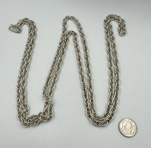 VTG Chunky Silver Chain Link Signed West Germany Aluminum 54" Necklace