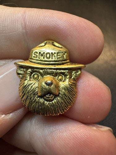 Smokey The Bear Lapel Pin Souvenir Gold Toned