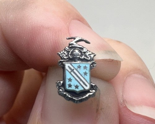 Vintage Phi Delta Theta Crest Silver Enamel Lapel Pin Non-Magnetic