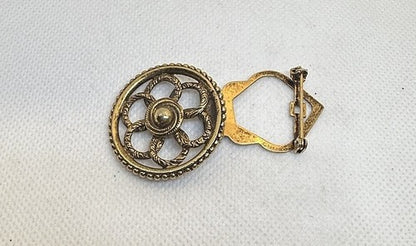 Vintage ART Arthur Pepper Brooch Pin Scarf Clip Filigree Victorian Gold Tone