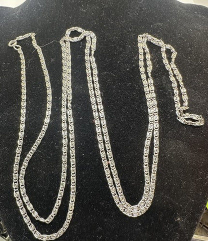 Vintage 50” Silver Tone Flat Scroll Link Chain Necklace 50 Inch