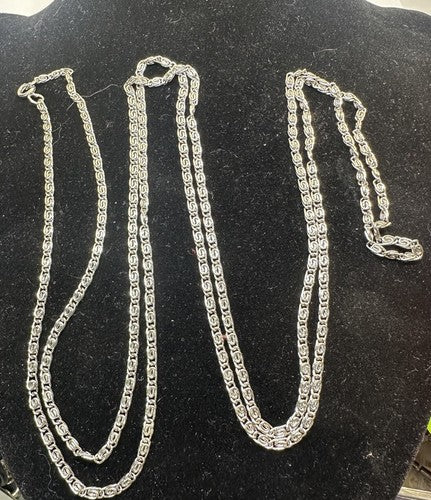 Vintage 50” Silver Tone Flat Scroll Link Chain Necklace 50 Inch