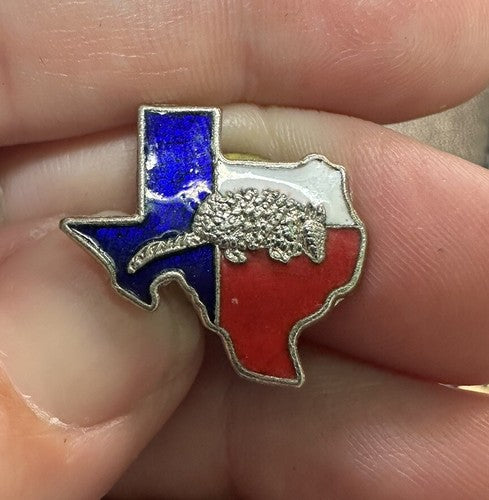 Armadillo TEXAS Flag Enamel Hat or Lapel Pin